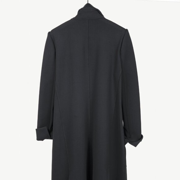 Marie Saint Pierre Black Neoprene Open-Front Ruffle-Pocket Coat - Picture 2 of 9